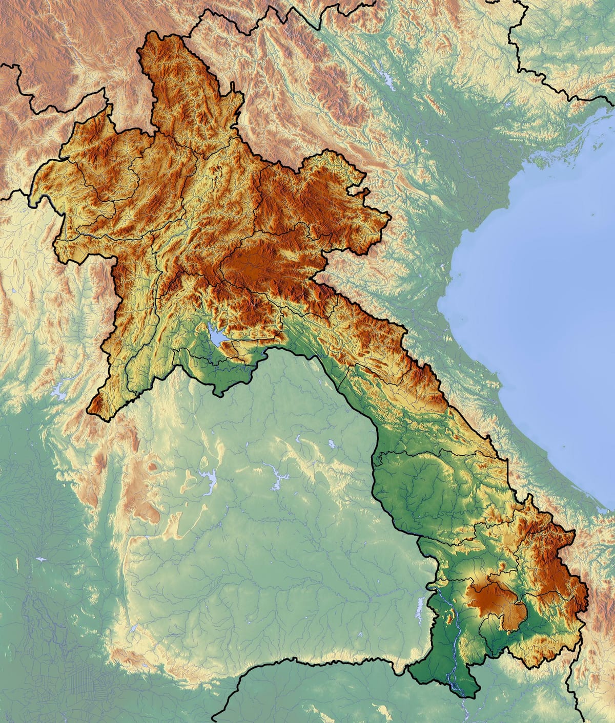 ਨਕਸ਼ਾ ਲਾਓਸ ਦੇ topographic