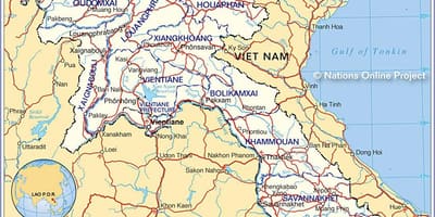 ਨਕਸ਼ਾ ਦੇ ਲਾਓਸ ਅਤੇ ਆਲੇ-ਦੁਆਲੇ ਦੇ ਦੇਸ਼